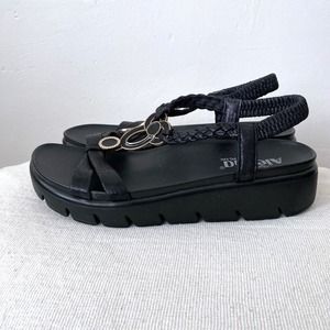Alegria Leather Sandals Black Platform Braided Women's Euro Size 38